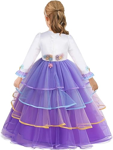 Miniatura 8 de WOCINL Vestido de princesa de tul para niñas, de manga larga, para cumpleaños, boda, Navidad, Halloween, con diadema