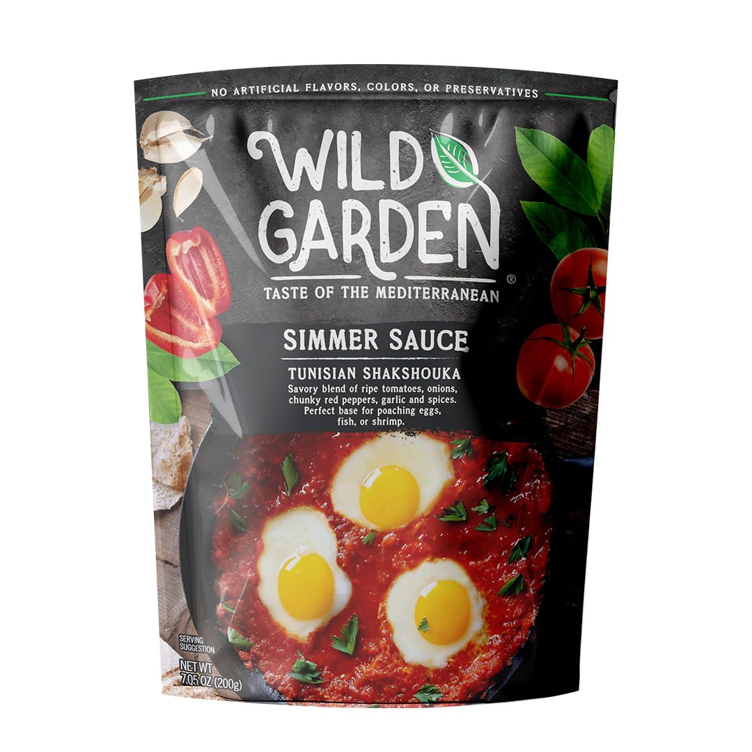 Wild Garden Ready-To-Go Gourmet Tunisian Shakshouka Marinade Simmer Sauce, 100% All Natural, No Additives, No Preservatives, Perfect for Eggs! 6oz