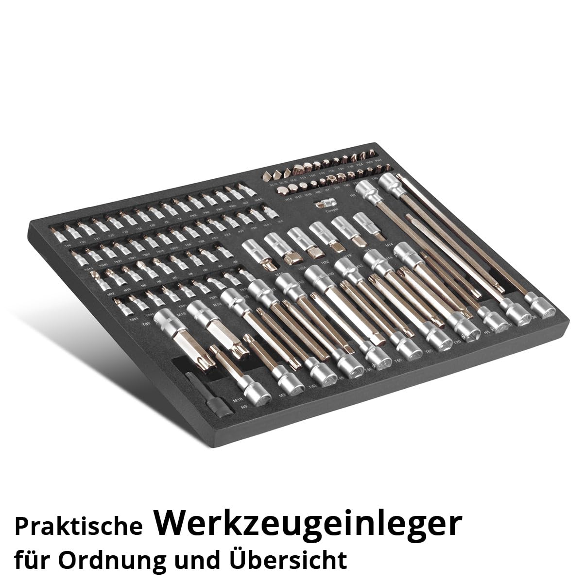 STAHLWERK Set di chiavi a bussola e a bussola da 102 pezzi in inserto per carrello dell'officina. Utensili CrV di alta qualità in inserto per carrello degli attrezzi per un ordine perfetto, set di
