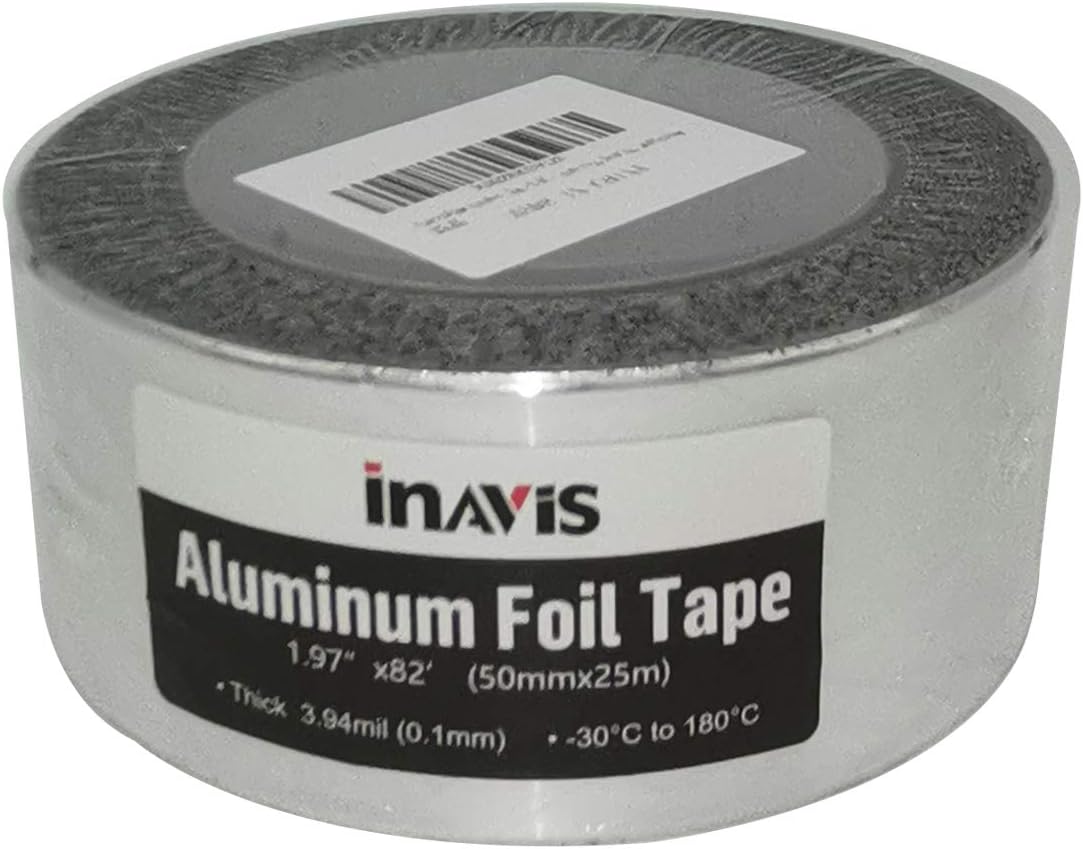 Inavis Aluminum Foil Tape-1.97”x82’ (50mmx25m),3.94mil HVAC Tape for Shielding, patching, Seaming, and Sealing