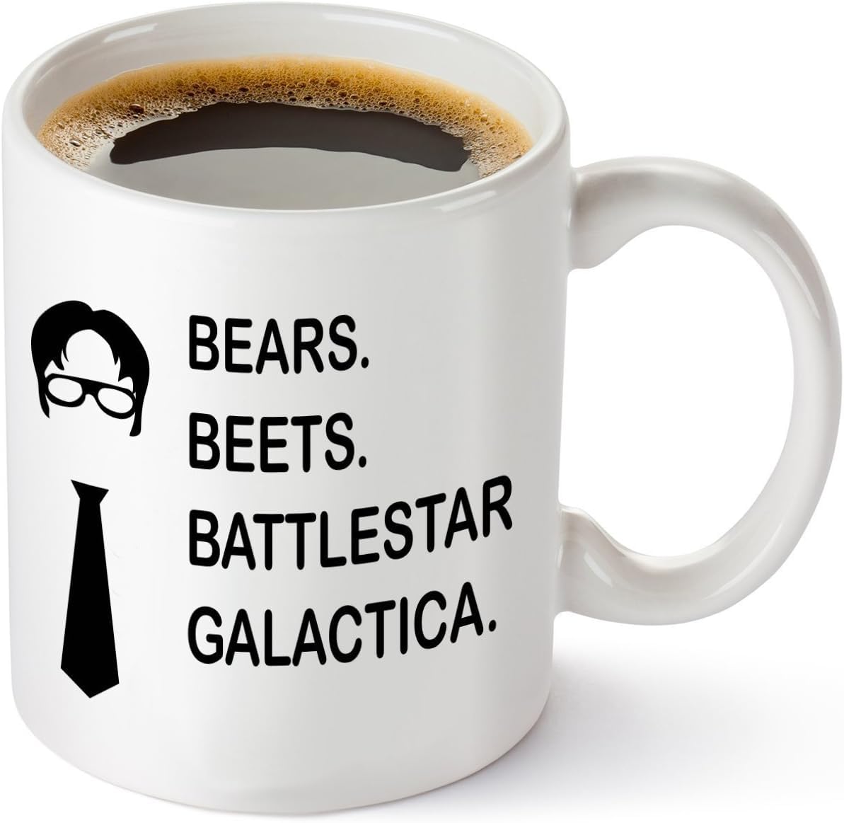 Bears Beets Battlestar Galactica Funny 11 oz Coffee Mug Inspired by TV Show The Office Quote Unique Birthday Gift for Dwight Schrute Fans Dunder Mifflin