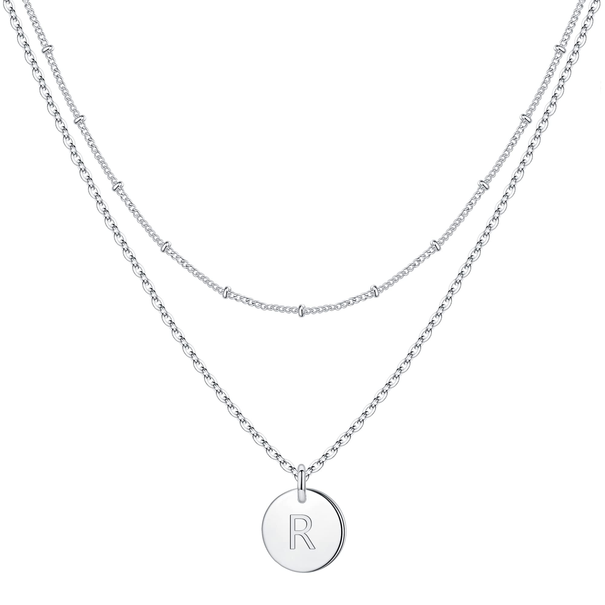 TINGN Buchstaben Kette Damen Mädchen - 14 Karat Vergoldet Ketten Doppelter Seite Gravierter Ketten Damen Buchstaben Kette Layering Halsketten Geschenke für Frauen Teenager Mädchen Schmuck