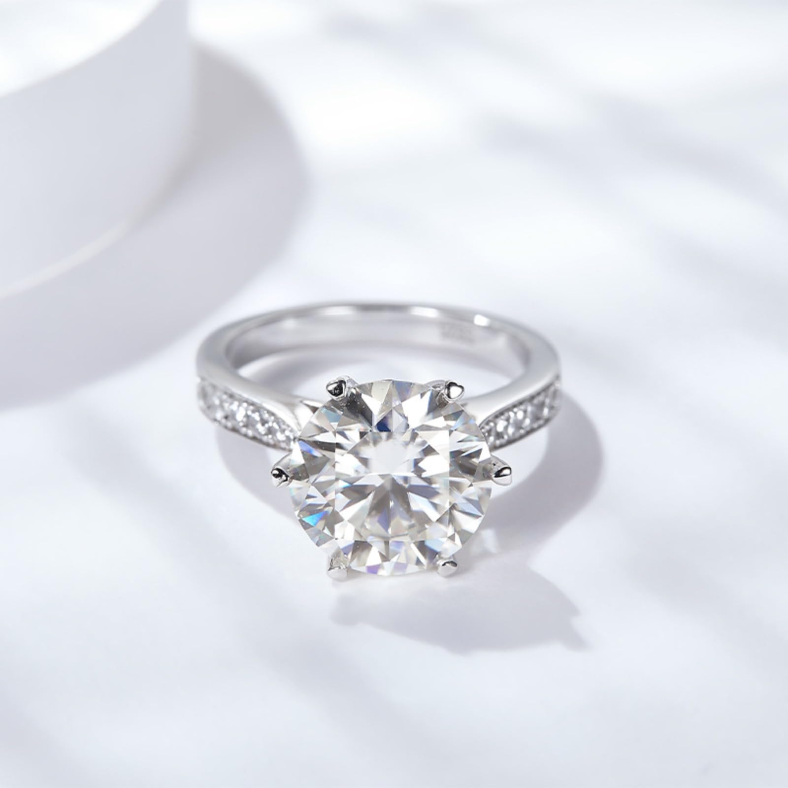 Alianzas de boda de moissanita de 5 quilates, color D, claridad VVS1, anillos de diamantes para mujer, chapados en plata de ley 925 de 18 quilates, anillos de moissanita para mujer con
