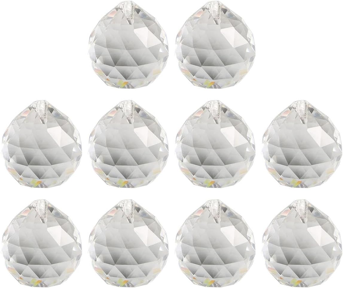 ECYC 20 Pc2s 0.78 inch Faceted Crystal Balls, Decorative Faceted Prism Balls Hanging Window Prisms Suncatcher Glass Prism Pendants for Home Office Decoration, Clear