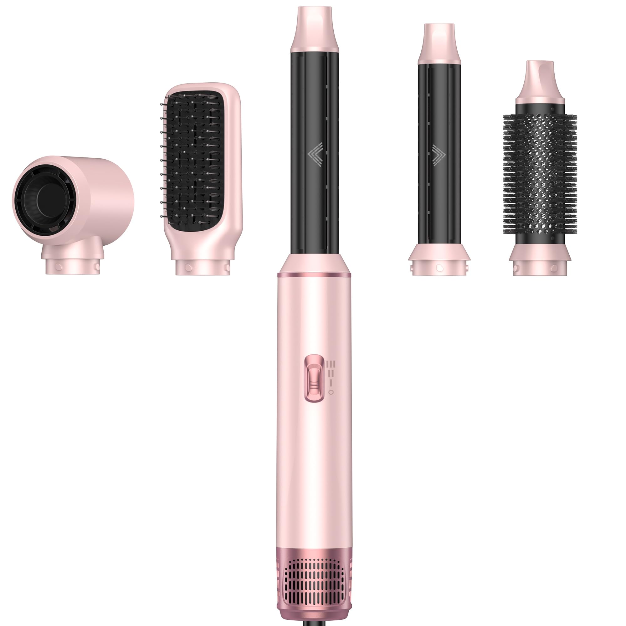 UMIGA Airstyler 5 in 1 Hairstyler mit Air Lockenstab Föhn Set, Rosa | Heißluftbürste Haarstyling Geräte Föhnbürste Warmluftbürste Rundbürstenföhn Lockenföhn Stylingbürsten Hair Dryer Styler Set