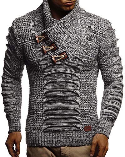 Leif Nelson Men's Knit Sweater | Knitted Pullover With Shawl Collar | Men's Comfortable Sweatshirt Slim Fit | LN55752