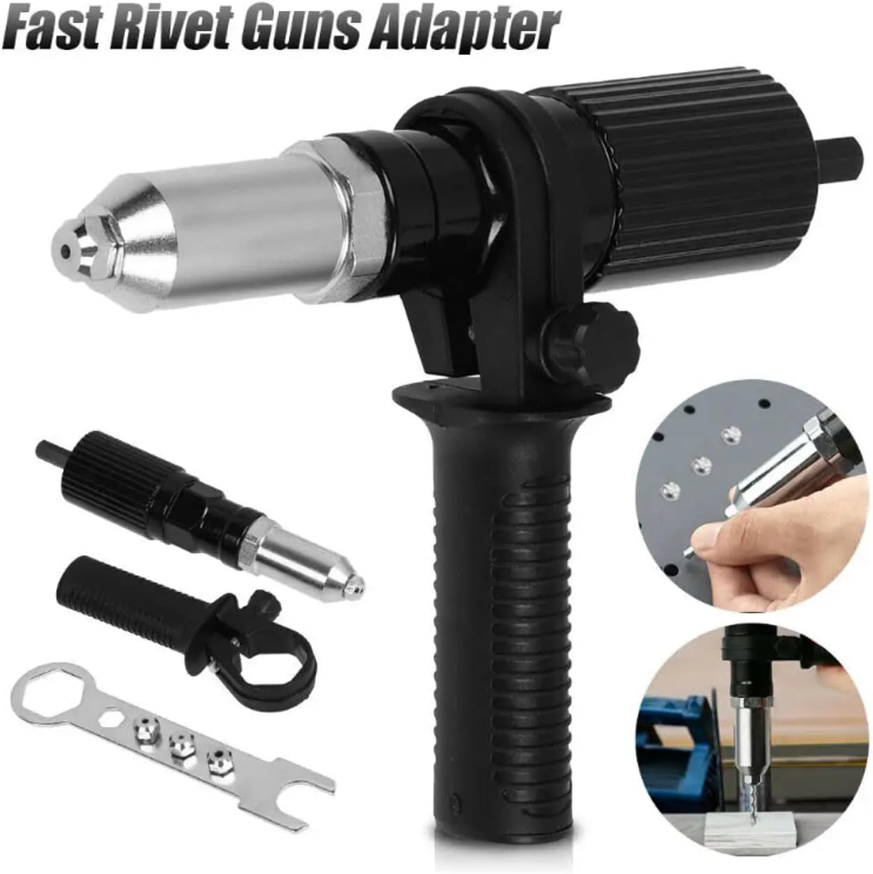 Electric Riveting Gun Adapter, Rivet Gun Accessory, Electric Drill Rivet Machine, Grab Rivet and Nail, Electric Drill Rivet Gun Adapter, Power Hand Tool Riveting Kit