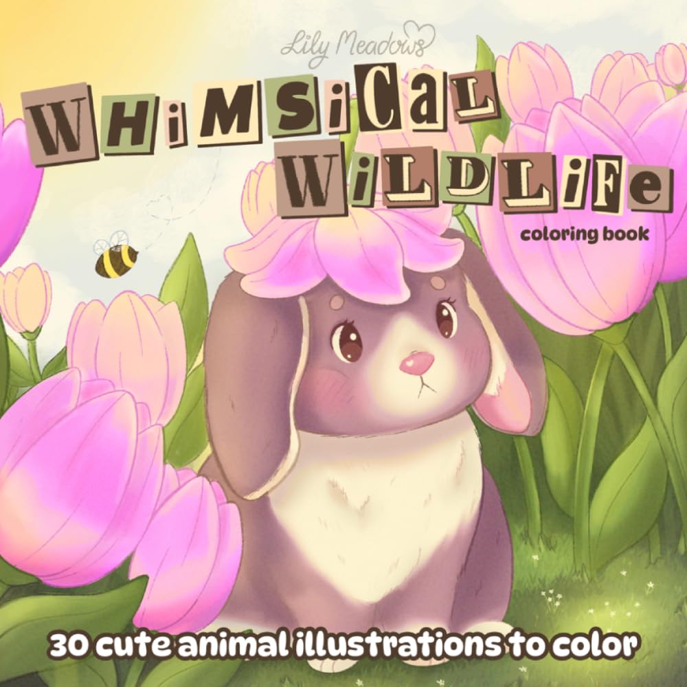 Whimsical Wildlife: Animals and Flowers Adult Coloring Book for Mindfulness