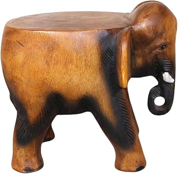 Stool Maharaja Elephant Indian Decor Wooden Footrest Round Ottoman Table Round Stool Ottoman Household Furniture Animal Simple,Brown [Energy Class A]