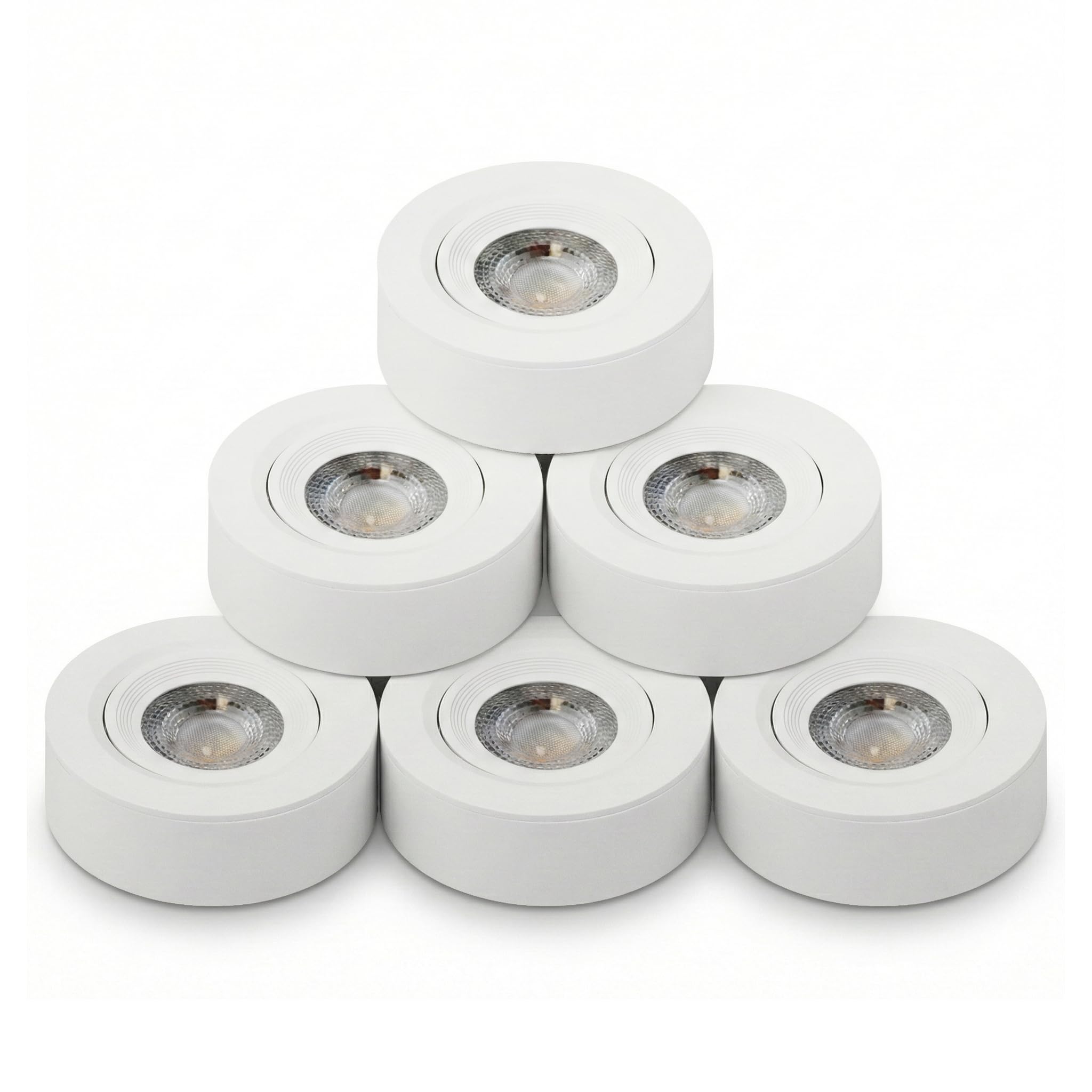 LUXULA LED Einbaustrahler dimmbar flach Weiß 6 Stück - Ein-/Aufbauspot 230V, Deckenleuchte 60° schwenkbar, 5 W 420 lm, CCT 3000K 4000K 6500K, Lochmaß 70-75mm, Deckenspots, LED Aufbaustrahler
