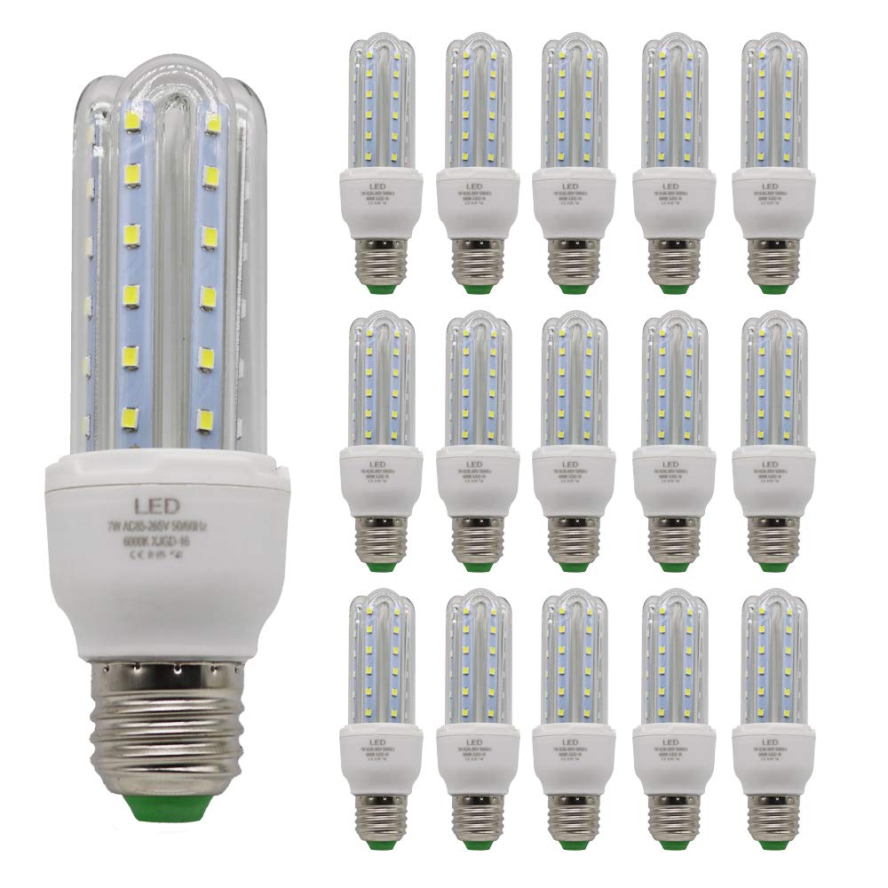 15 bombillas LED E27 de 7 W, 700 lm, luz blanca fría, 6000 K, sin parpadeos, ángulo de haz de 360° para garaje, almacén, pasillo, cocina, salón, comedor