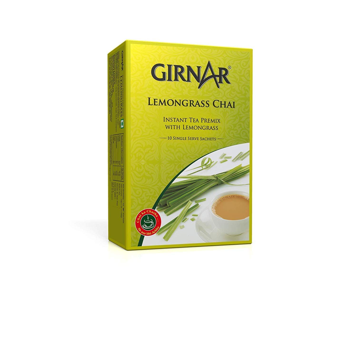 GirnarInstant Tea/Chai Premix with Lemongrass, 10 Sachets