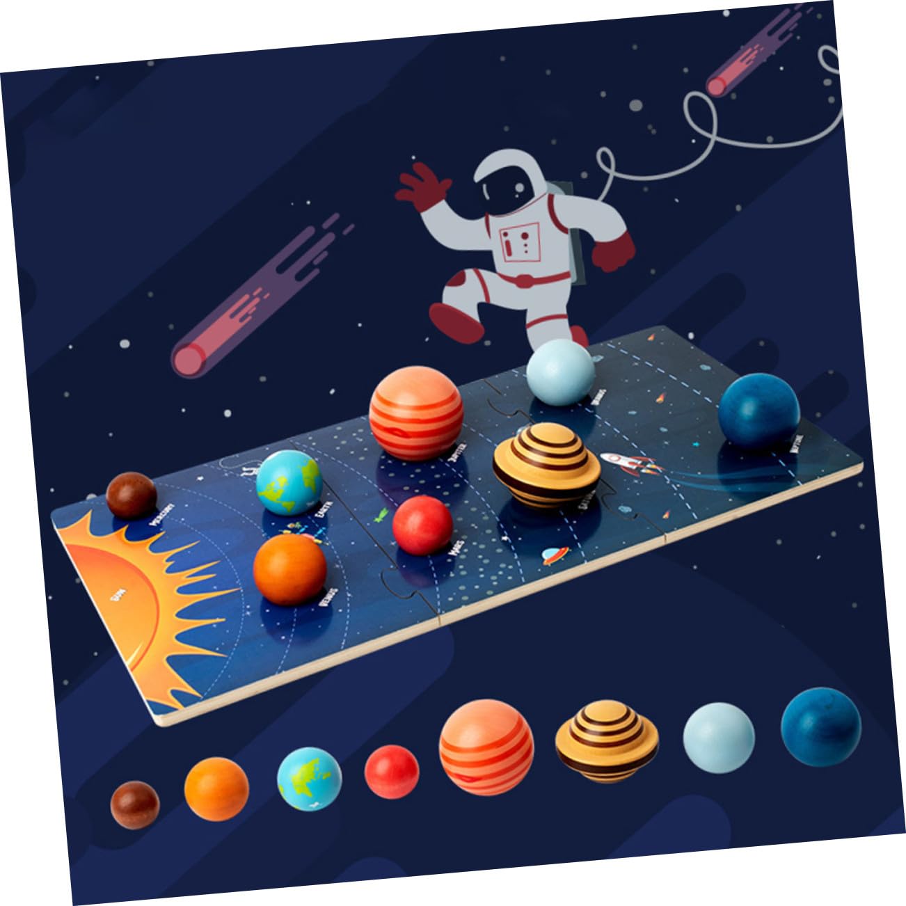 iplusmile Puzzle Educativo Planetas y Sistema Solar para Niños Montessori Pequeño Juego Cognitivo Espacial Juguete Preescolar Aprendizaje y Desarrollo 1 Set De Madera