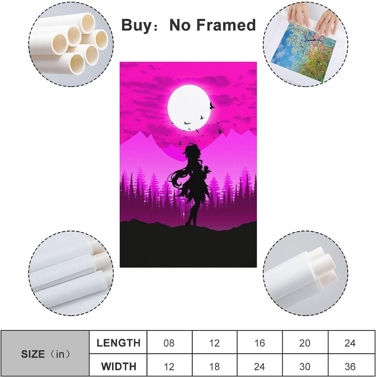 Buy Genshin Impact Poster Anime Art Painting Mural (8)Canvas Posters Room Aesthetics Anime