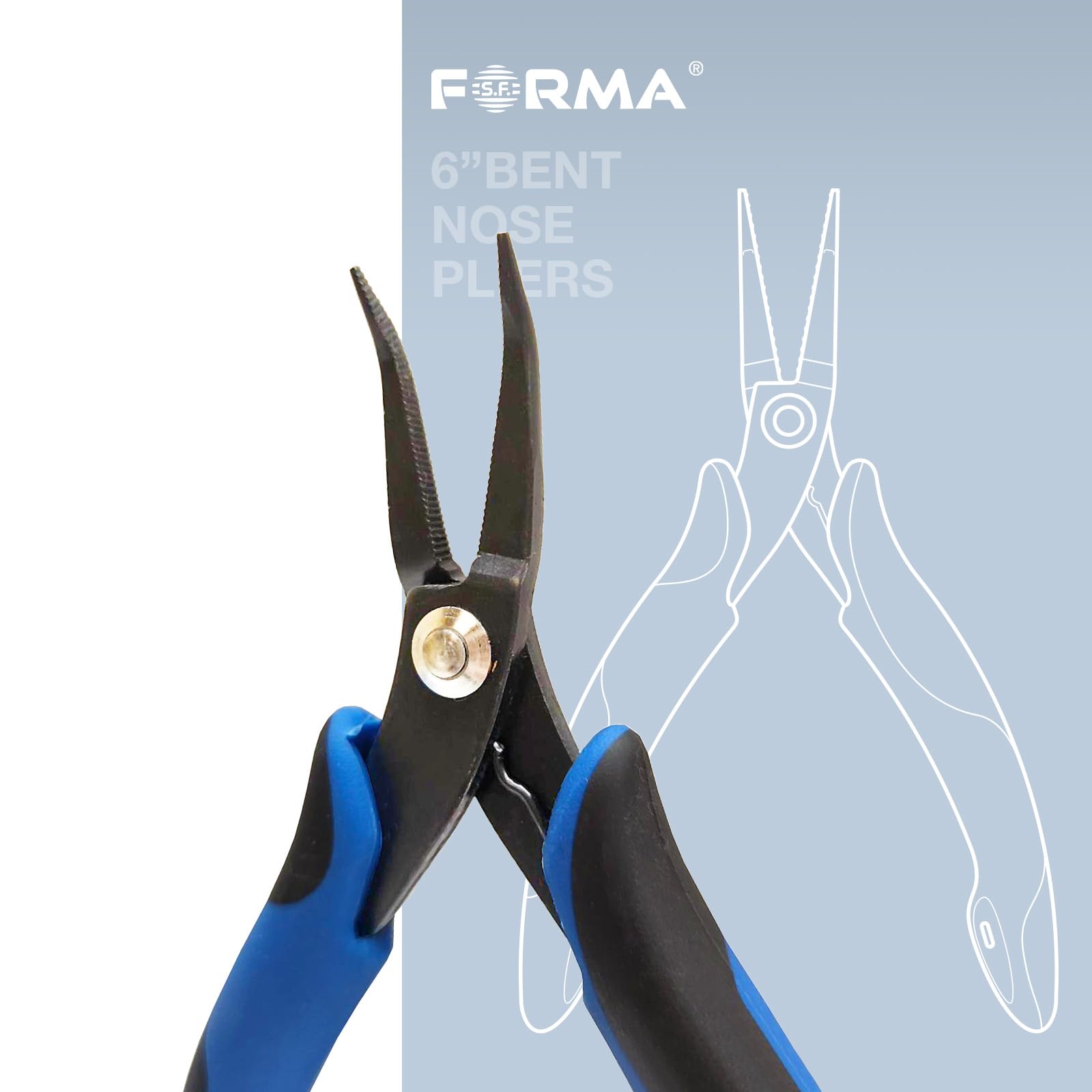 Herramientas de encordado de raqueta de 15 cm con punta doblada, de acero al carbono, 15,24 cm, alicates de nariz doblada ESD
