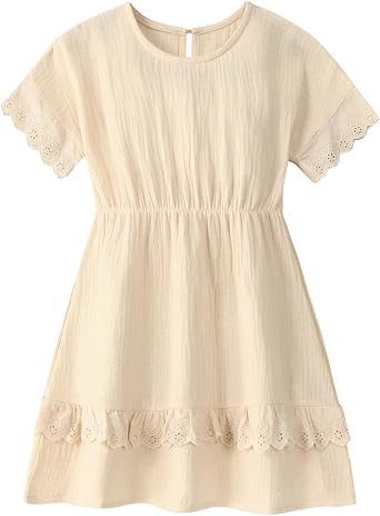 Toddler Girl Summer Dress Short Sleeve Dresses Lace Semi Formal Kids Casual Dress