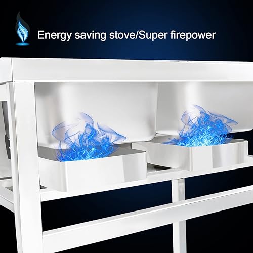 Miniatura 7 de Freidora comercial de dos tanques, cocina de propano con dos cestas de acero inoxidable y aceite de acero para freír al aire libre