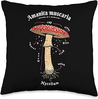 Amanita muscaria Mushroom definition latin art Throw Pillow
