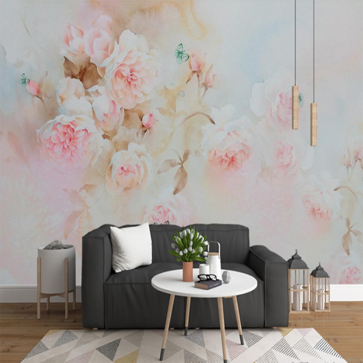Vlies Fototapete Wandtapete Wandbilder Handgemalte Rosen Moderne Florale 3812 (300(B) x 210(H) cm)