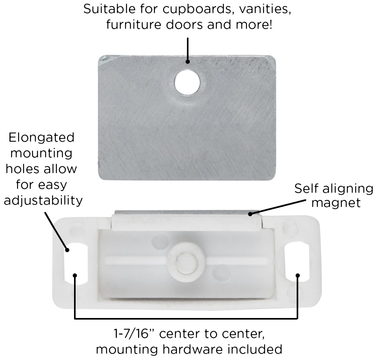 Hickory Hardware P109-W-25B Captura, Blanco, 1-7/16 Inch Center to Center