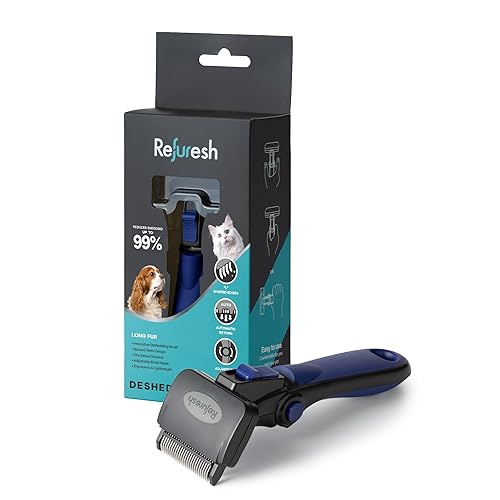 Deshedding Dog Brush for Long Hair (Small,Blue) – Gentle Deshedding