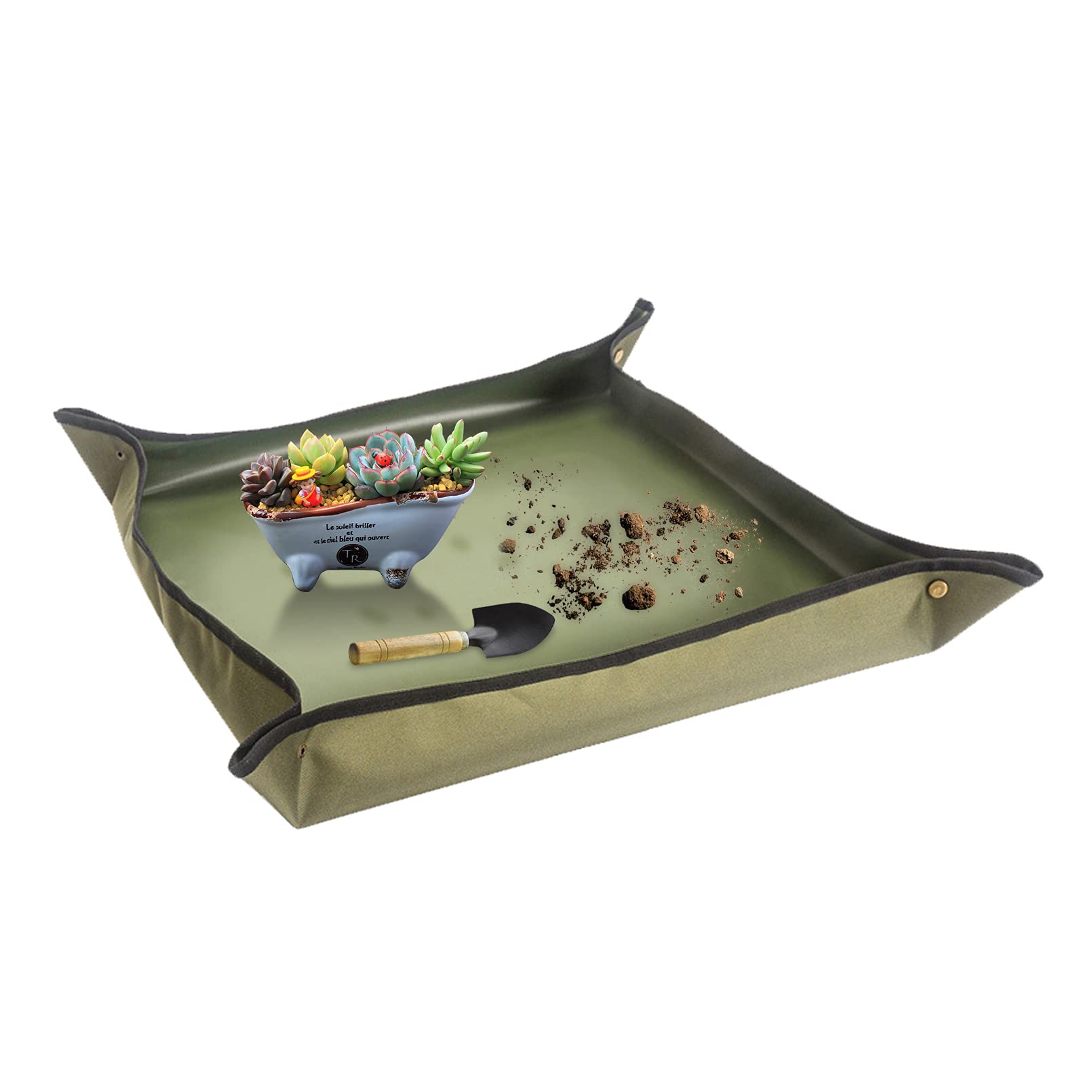 Nwvuop Plant Repotting Mat Waterproof Planting Mat Indoor Portable Potting Trap Plant Transplanting Mat for Succulent Plants Dark Green