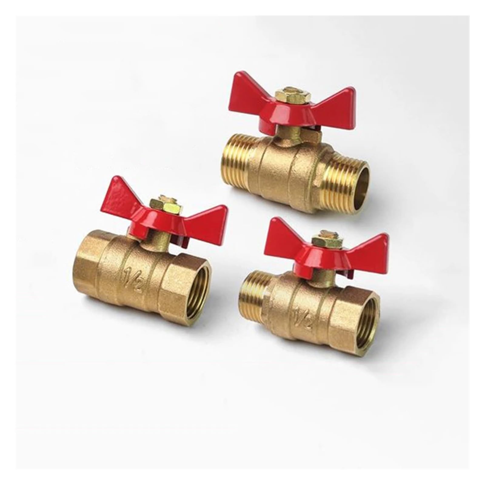 AARTERZZA 1pc 1/2" BSP Male to Female Thread Two Way Brass Shut Off Ball Valve with Handle