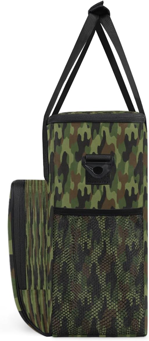 Green Camo Portable Coffee Maker Carrying Bag Compatible with Keurig K-Mini or K-Mini Plus - Travel Storage Tote with K-Cup Pod Pockets for Single Serve Coffee Brewer
