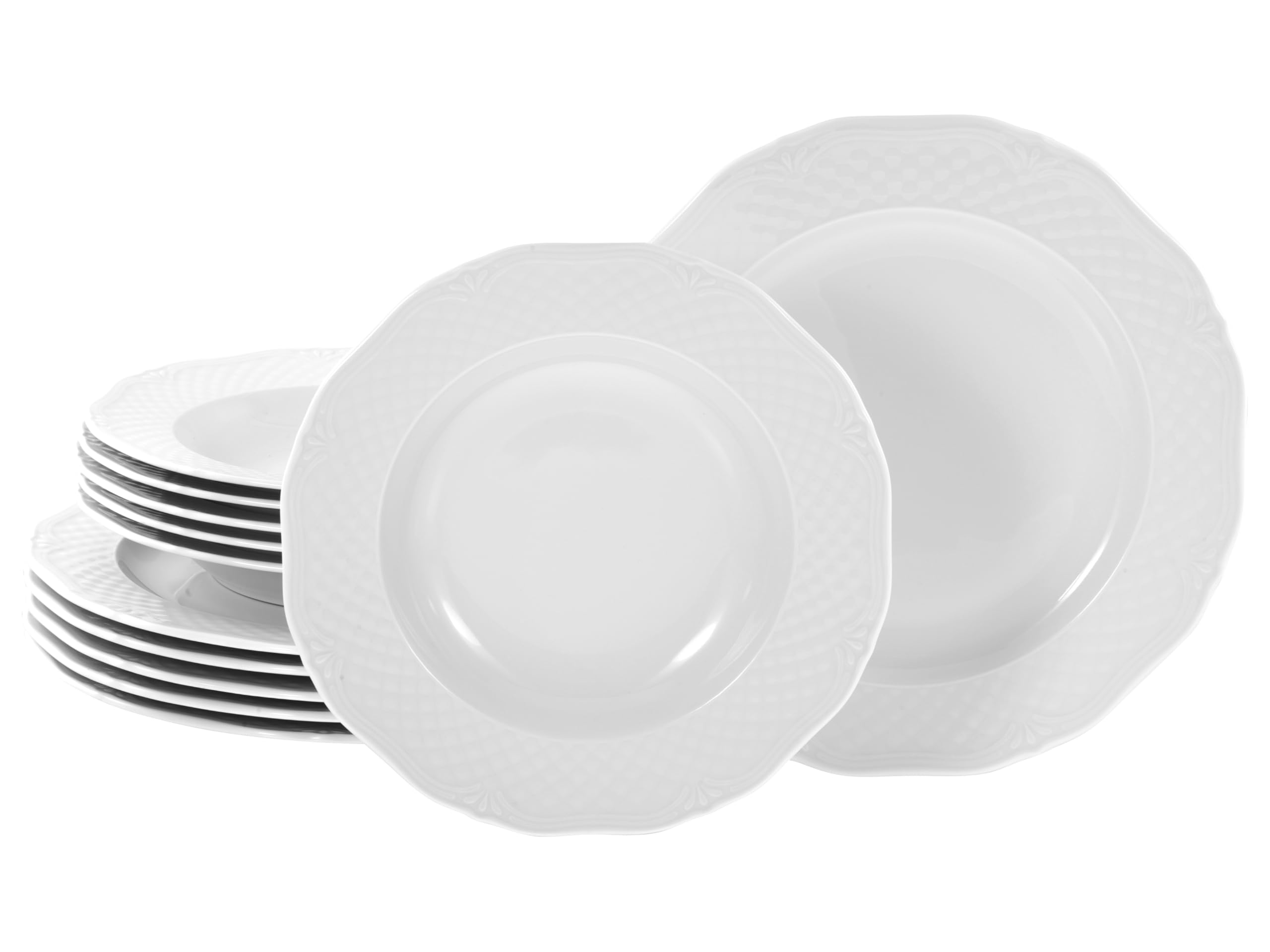 CreaTable, 24590, seria Arianne, 12-częściowy zestaw naczyń dla 6 osób, zastawa stołowa z porcelany, nadaje się do mycia w zmywarce i używania w kuchence mikrofalowej, Made in Europe