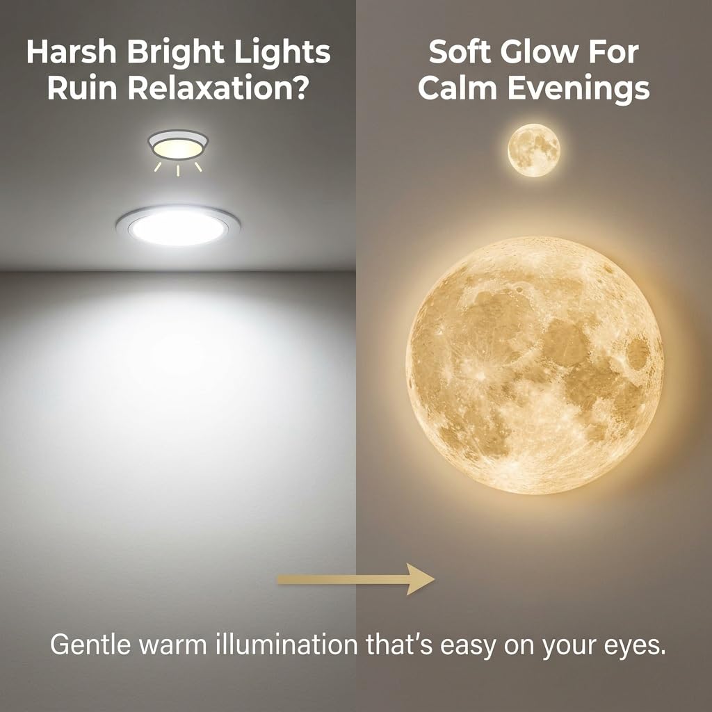 Lampada da Parete Luna 3D LED con Telecomando, Luci Moderne Dimmerabili | Texture 3D realistica, Controllo remoto, LED dimmerabile, Luce d'atmosfera moderna(A,31.5IN*31.5IN_NON-LIT)