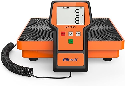 Báscula Elitech LMC-100F+ de carga para refrigerante, 110 libras, de alta precisión, para Freon, para calefacción, ventilación y aire acondicionado,