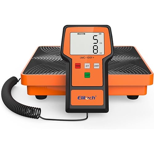 Elitech LMC-100F+ Refrigerant Charging Weight Scale 110Lbs Freon Scale High Precision for HVAC with Case