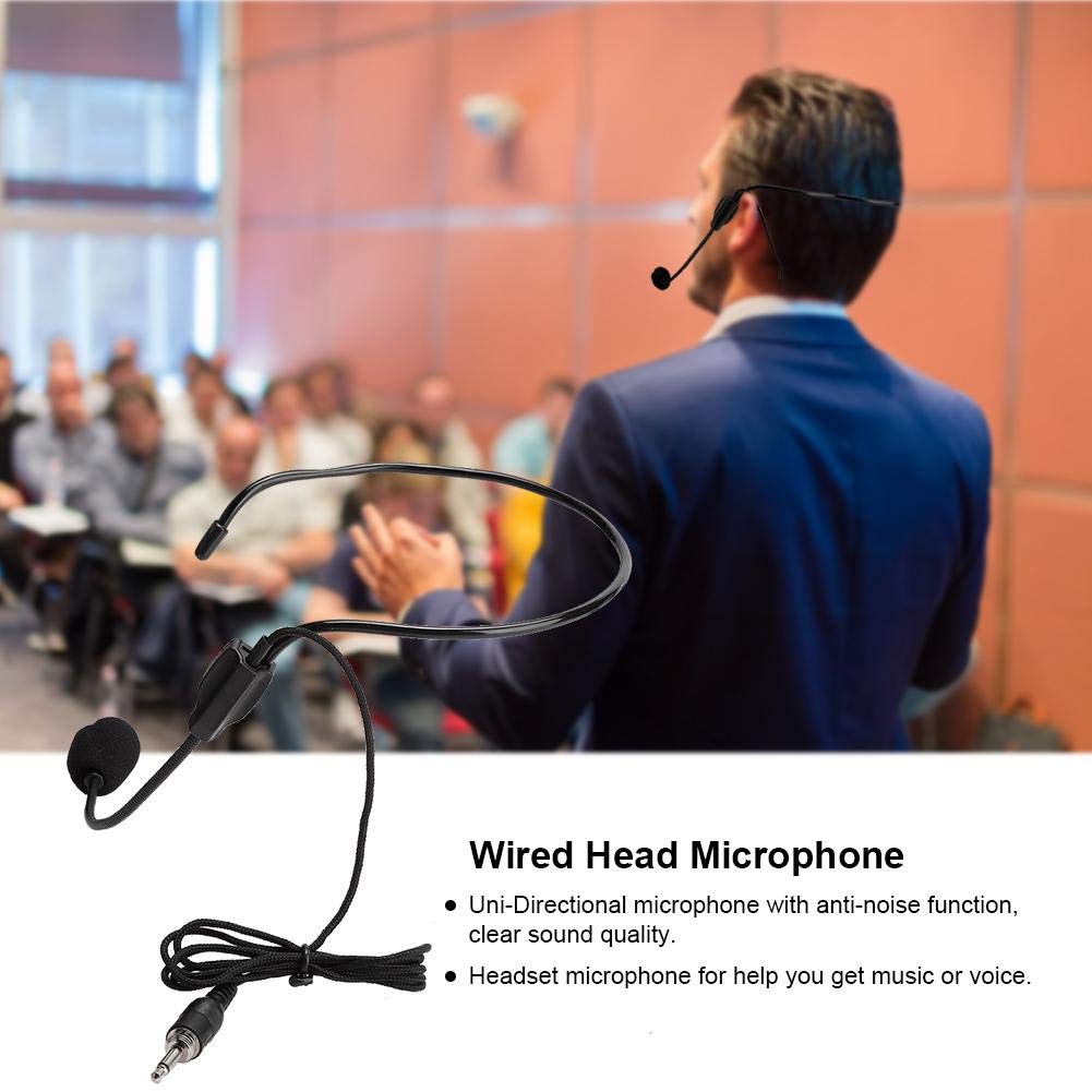 Microfono con auricolare, Microfono con auricolare, Microfono a condensatore da testa cablato con spina a vite da 3 pezzi da 3,5 mm, Microfono unidirezionale con funzione antirumore per Guida all'acqu