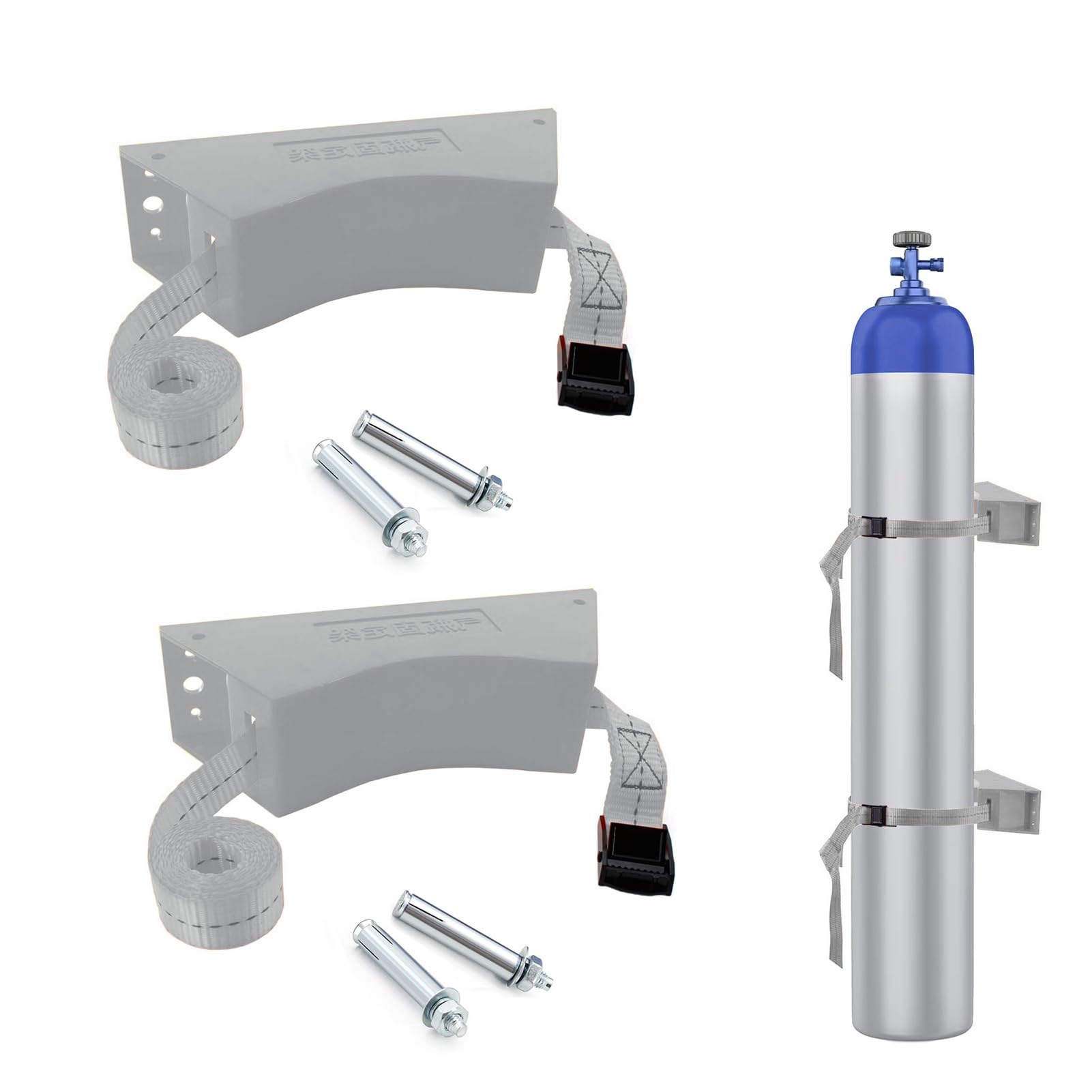 GHHVFEC Oxygen cylinder rack,2 Pack Wall Mounted Oxygen Tank Holder - Durable ABS Gas Cylinder Rack for Nitrogen, Acetylene, Propane - Oxygen Canister Stand for Hospitals & Factories (Ligh