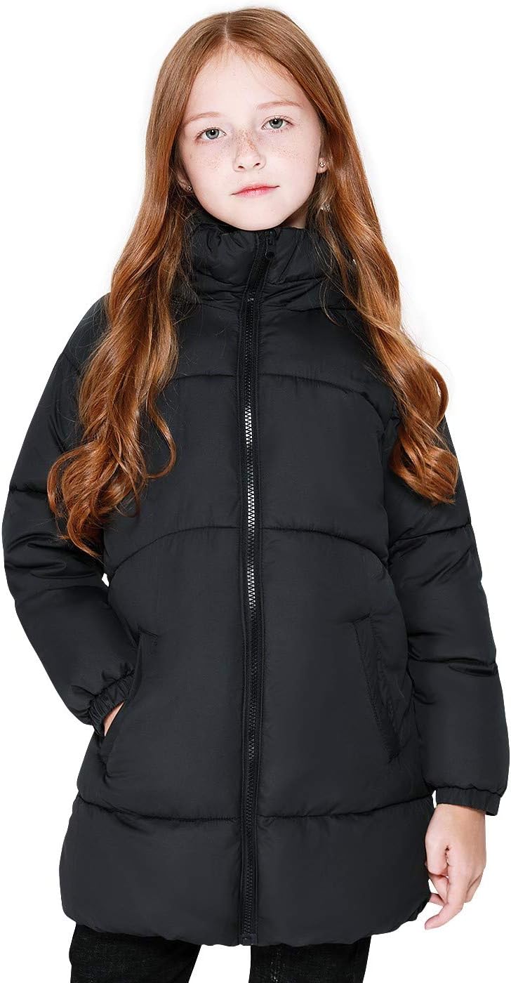 SOLOCOTE Girls Winter Coats Heavyweight Mediun Length Warm Jackets Down-like Cotton Wadding Outwear 3-14Y
