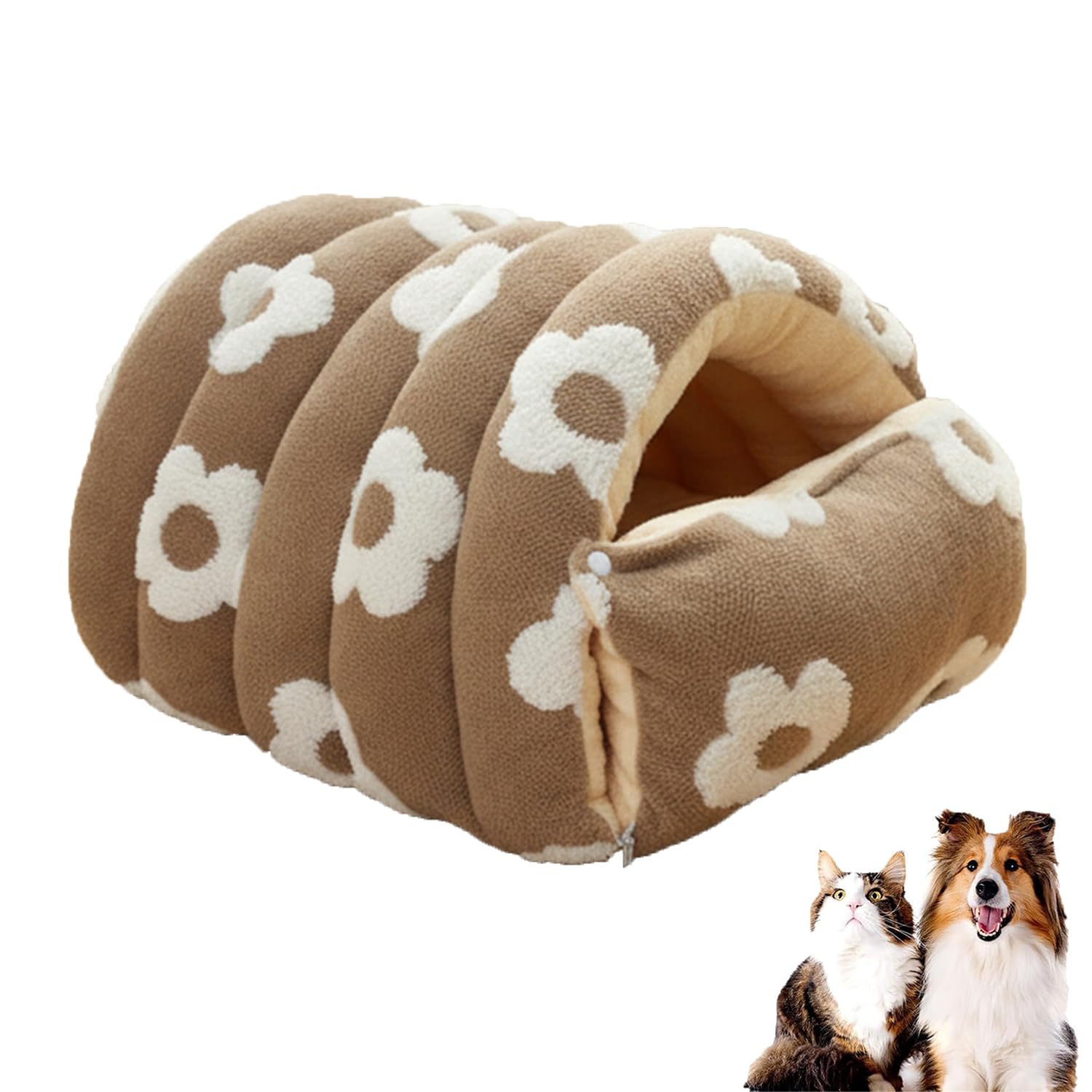 Nest Lit pour chat lavable, grotte pour chat, espace de couchage pour chat, lit douillet pour chat, peluche de coton, pliable, épais, pour chats d'intérieur (marron, XL)