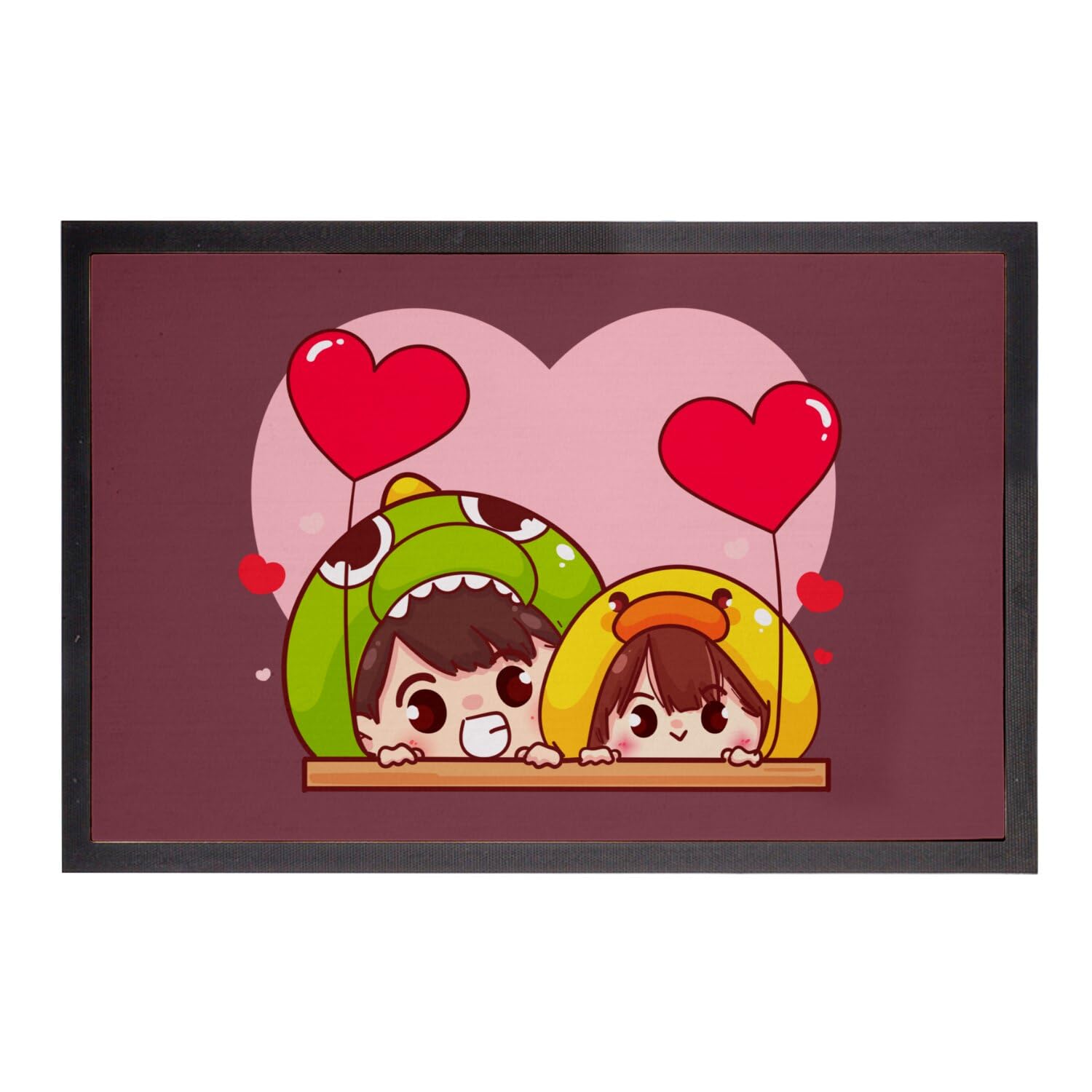 Paillasson rouge 75x50 cm à motif couple mignon et grand format absorbant pour l'entrée