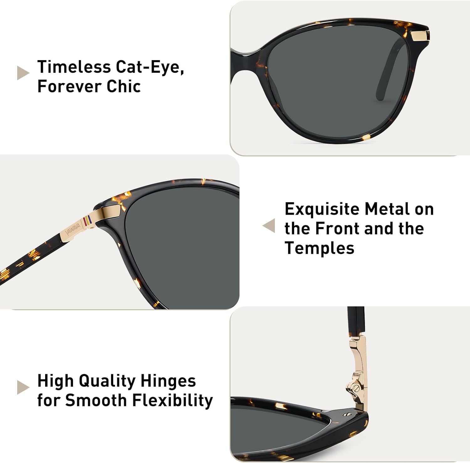 AVAWAY Womens Cat Eye Sunglasses Polarized - Stylish Acetate Frame UV400 Protection for Driving Travel Summer Outings - Image 6