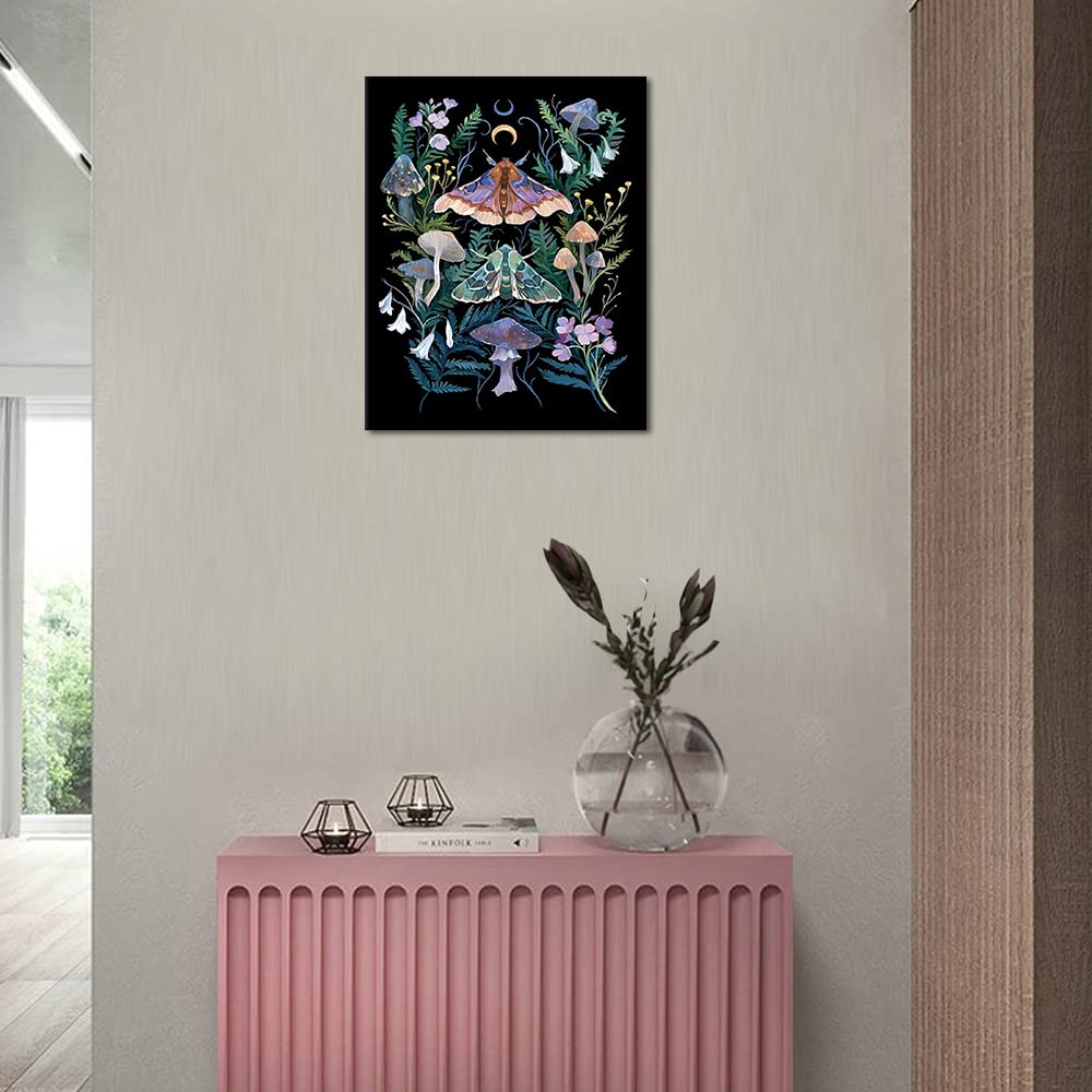 TISHIRON Malen nach Zahlen Erwachsene Anfänger, Motte DIY Malen nach Zahlen Kits für Erwachsene Kinder, Pilz und Blatt Öl Handmalerei Leinwand Geschenke Kunsthandwerk für Zuhause 40 x 50 cm (Rahmen)