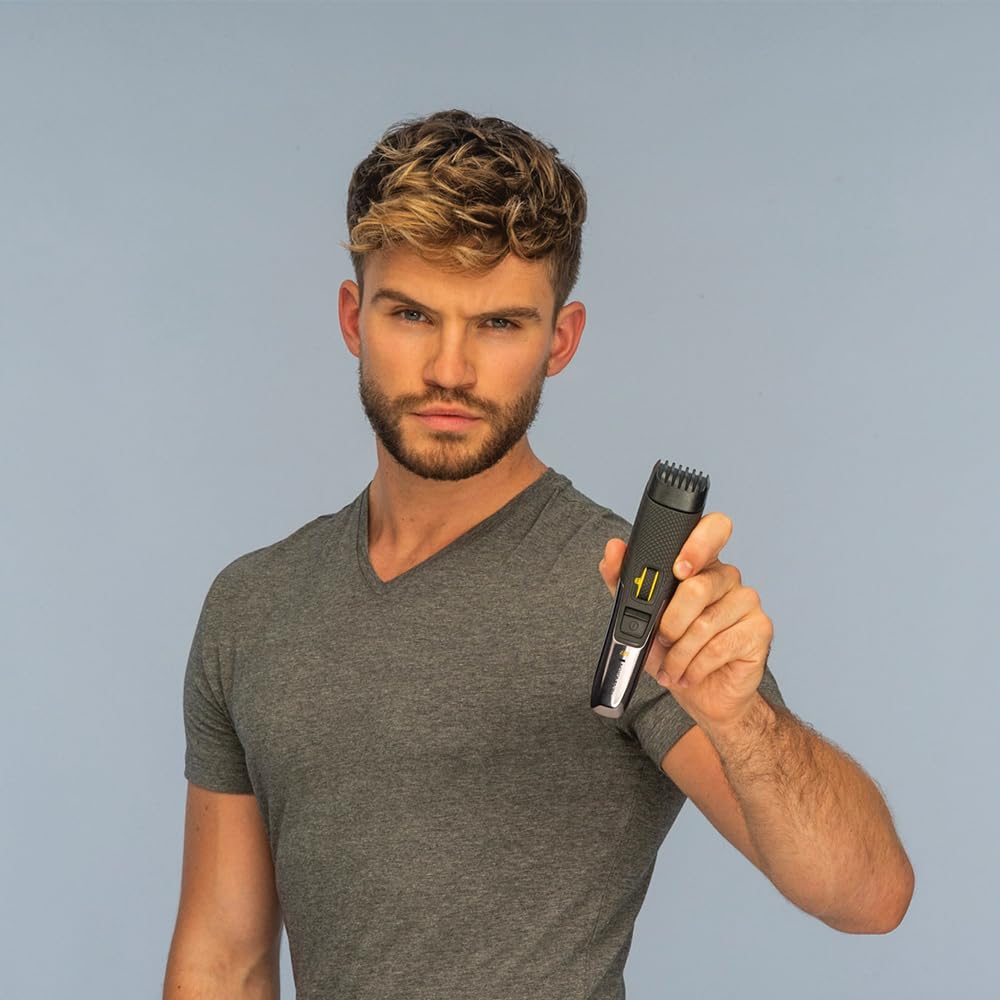 Remington Tondeuse à barbe [17 réglages 0,4-18 mm] Style Series B5 (lames titane auto-affûtées amovibles, portable, avec/sans fil, molette de réglage, 60 min d'autonomie, pochette de voyage) MB5000