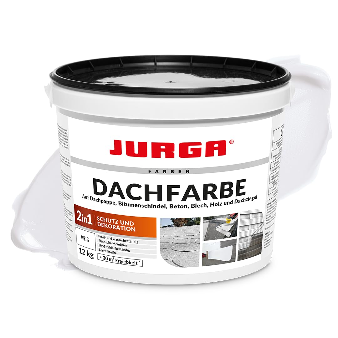 JURGA Dachfarbe 12 Kg Weiß 2 in 1 Deko & Schutz UV- und Witterungsbeständig