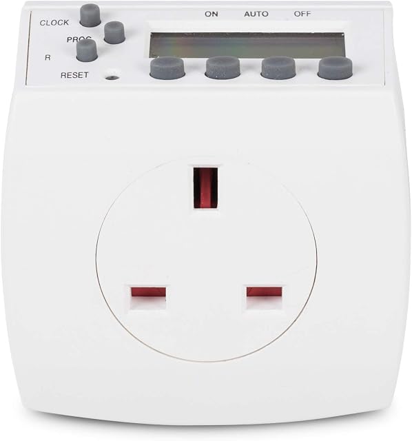 HBN Digital Electronic Timer Socket Plug with 8 On-Off Programs, Programmable Switch Timer, Anti-Theft Random and Summer Timer Function for Lights and Home Appliances, 13A/3120W, 1 Pack