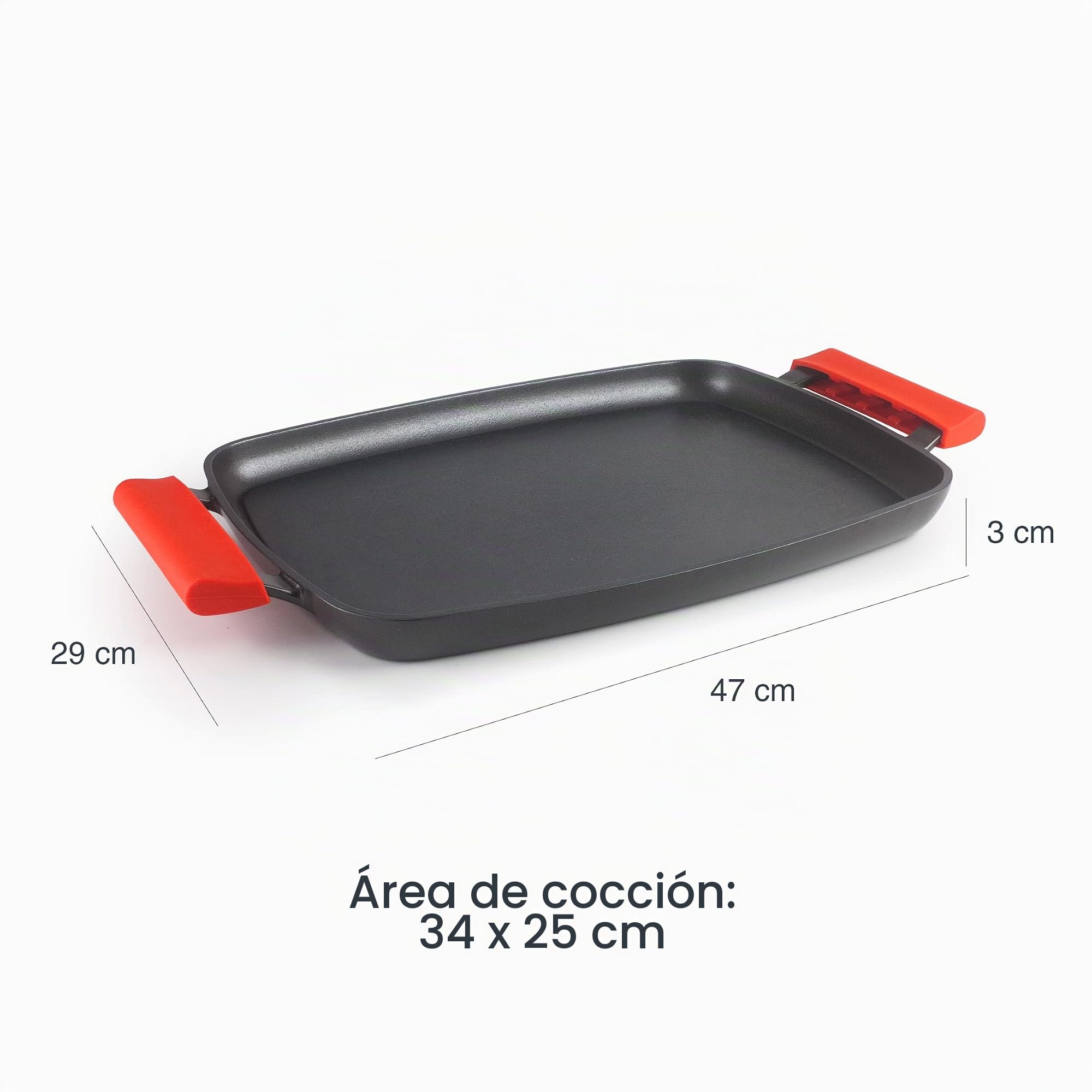 LACOR 24347 - Plancha Grill TitanFull, Aluminio Fundido, Antiadherente | En aluminio ligero, asados y a la plancha uniformes; antiadherente fácil de limpiar, libre de BPA, para tu cocina cada día