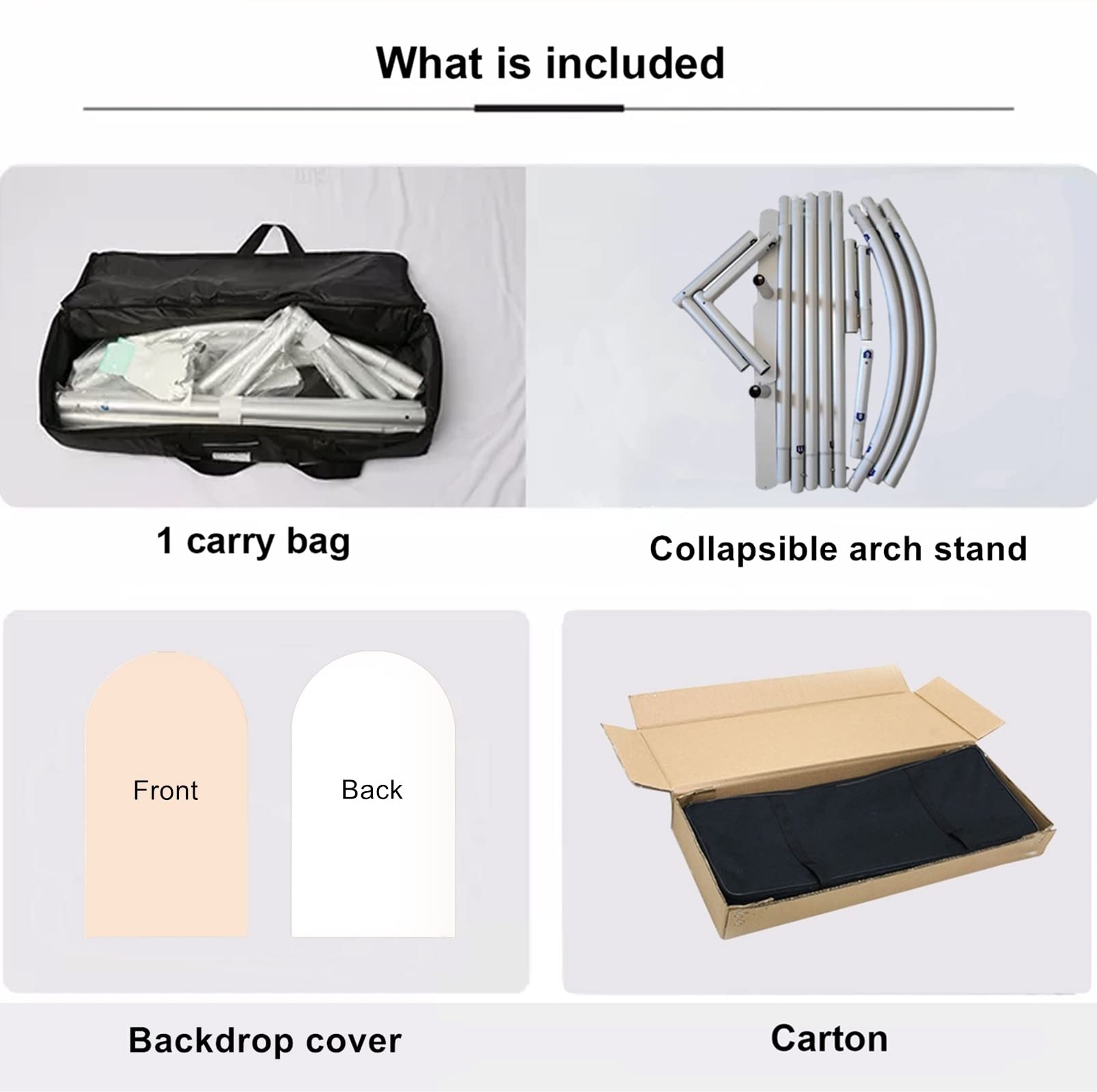Chiara Hintergrundständer Set – 1,2x2,1 M Metallbogen, Mit Spandex-Abdeckung (beige/weiß)