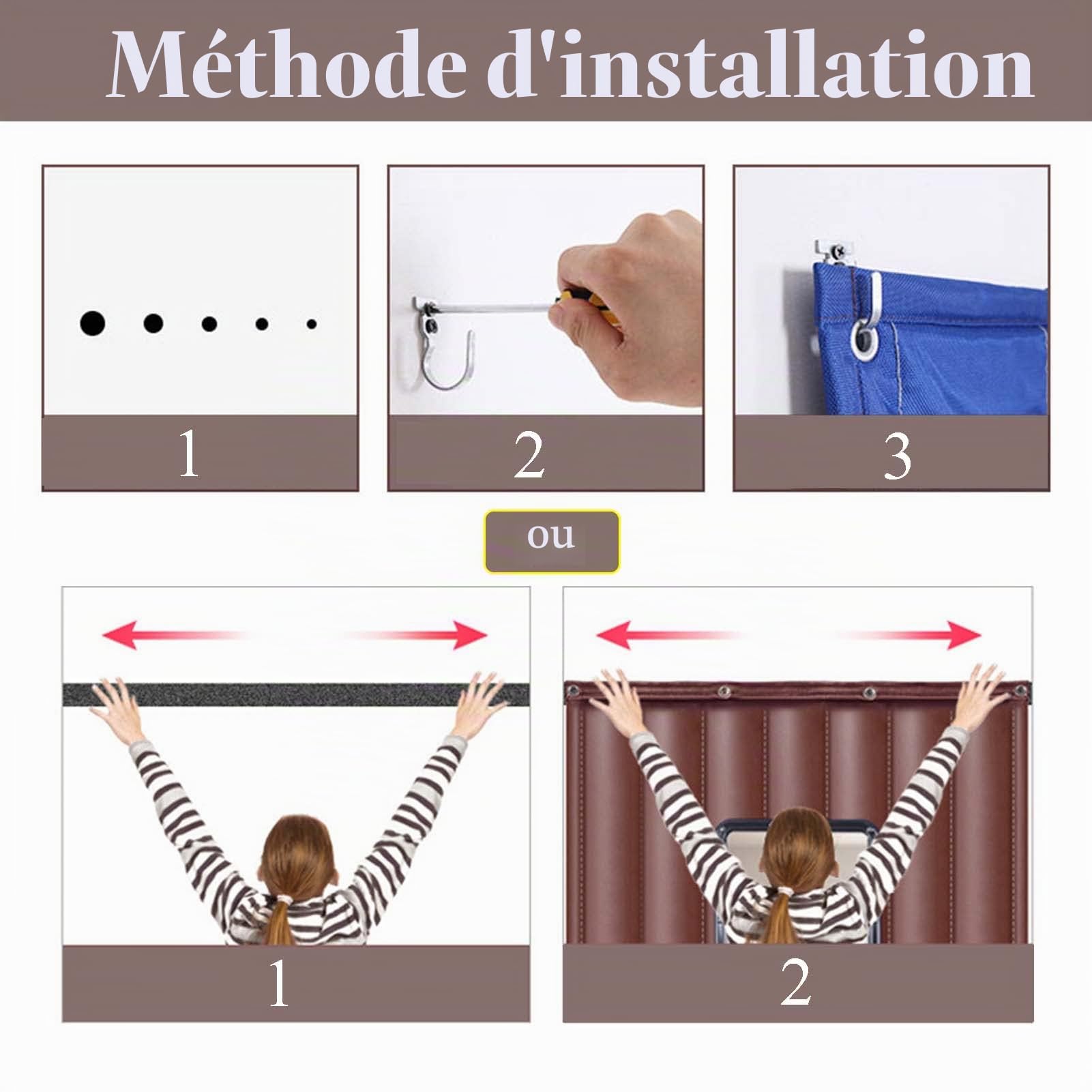Rideau Isolant Thermique Anti Froid Porte de Garage, Rideau de Porte Isolant Phonique, Rideau de Porte Épaississant d'hiver, Adapté Aux Animaux Domestiques, Convient Aux Pièces Climatisées