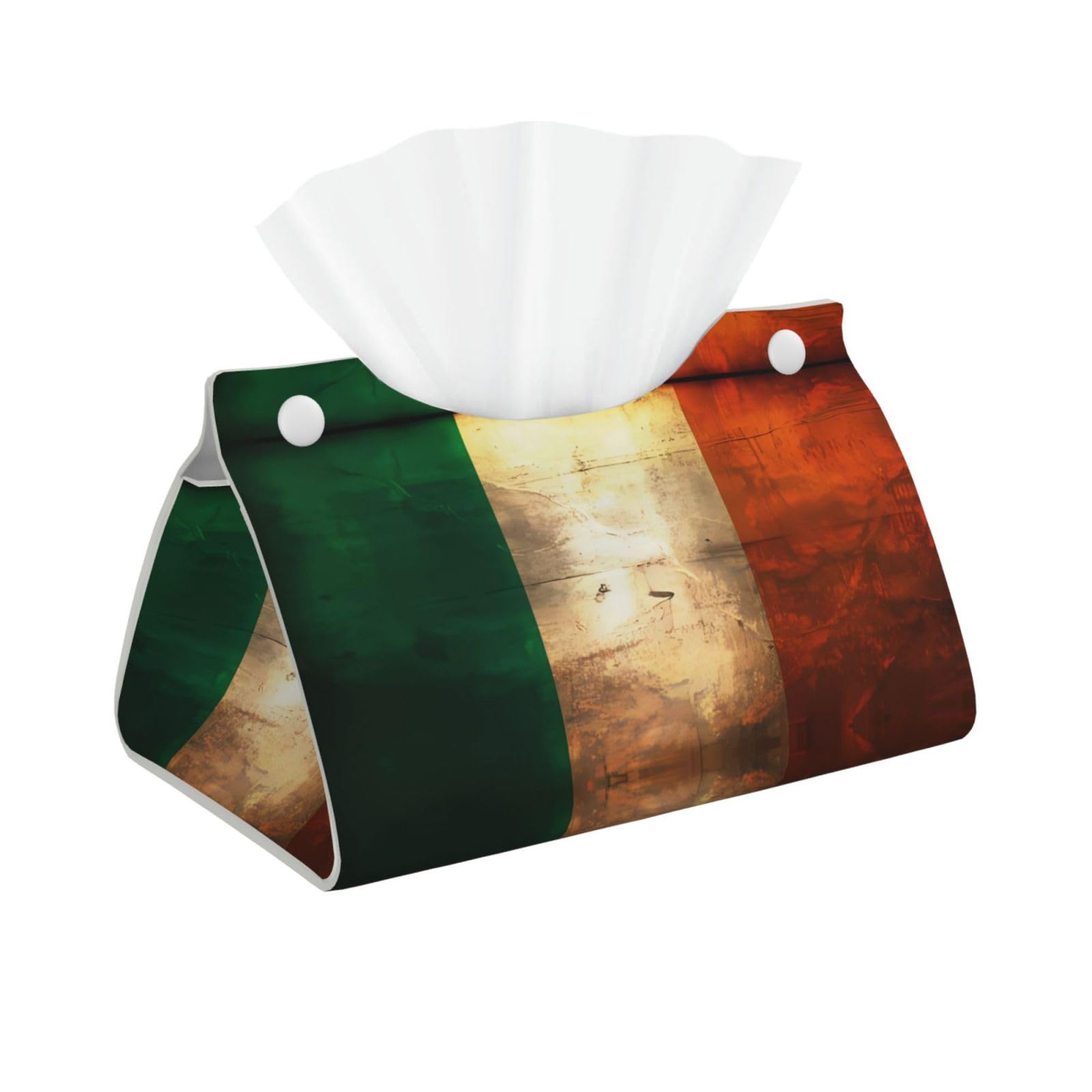 Retro Irish flag Rectangular Leather Tissue Box Cover, Folding Facial Tissue Holder Dispenser for Car