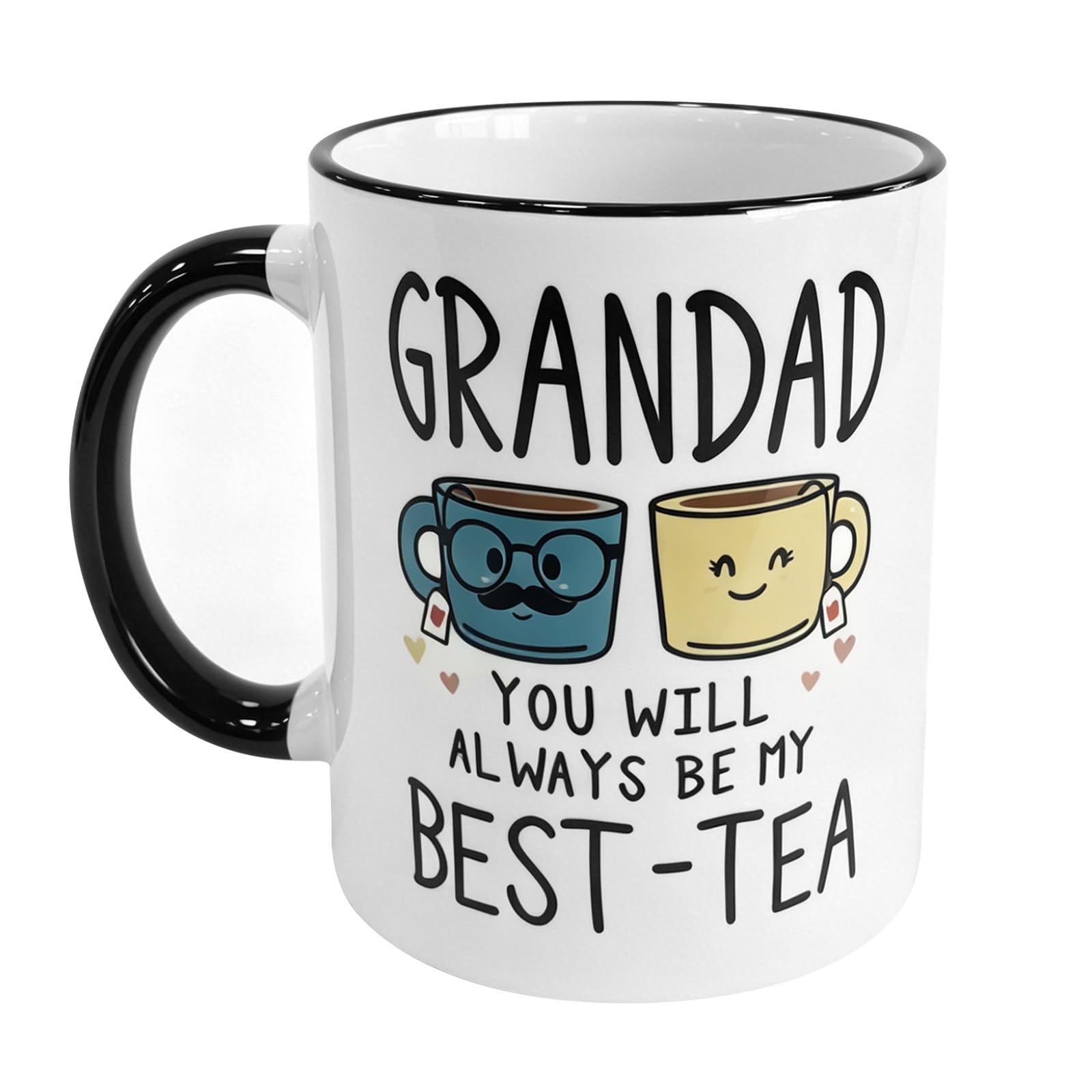 Best-Tea Grandad Mug, Personalised Father's Day Mug from Grandchildren, 350ml Grandad Birthday Gift Mugs, Cute Ceramic Tea Coffee Cup, Present for Christmas Valentines Birthday Fathers Day