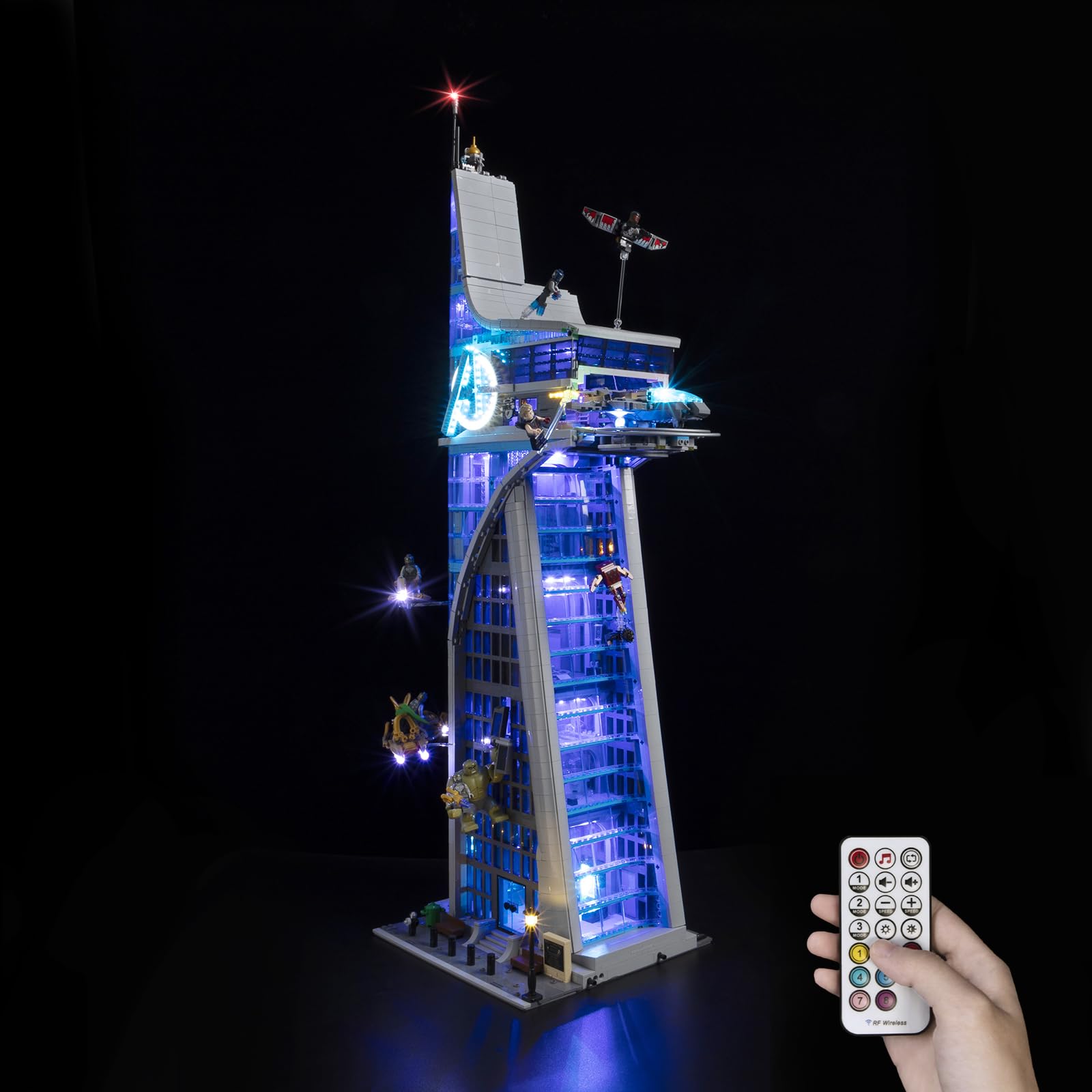 Kyglaring Kit di illuminazione a LED - Compatibile con il set di blocchi da costruzione Lego-76269 Avenger Tower - Solo led senza set di mattoncini(Versione remota)