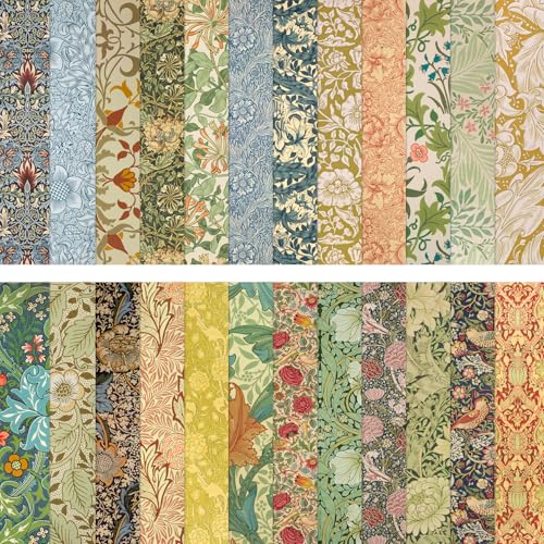 HAUTOCO 24 Sheets Scrapbook Paper 12 x 12 Double-Sided Scrapbooking Cardstock Vintage Floral Pattern Decorative Paper for Card Making Junk Journal DIY Crafts Photo Album Decoupage Art Journaling
