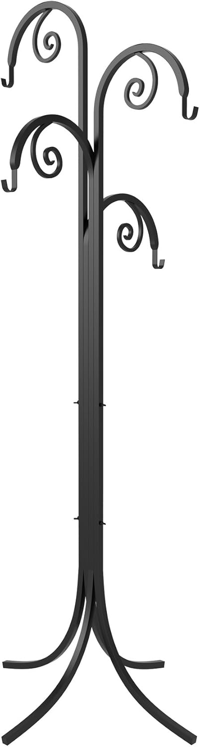 Panacea 88155 4 Way Scroll Basket Hanger Plant-Hooks, 72 in. in, Black